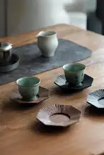 漆塗り黒くるみ製 正八角形コースター【手作り・茶道用・実木】