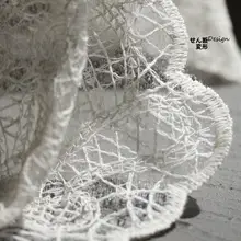 米白色レース花柄透かし模様メッシュ生地【刺繍・ハンドメイドDIY用】