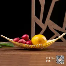 竹製トレイ【手編み・和風・寿司皿・レトロデザイン】