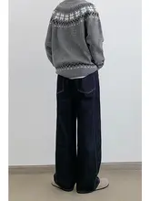 デニムパンツ ユニセックス ウォッシュデニム カラーブロック アメカジ ヴィンテージ ルーズ ワイド カーブドシルエット きれいめ 春