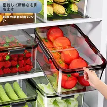 食品用大容量密封冷蔵庫整理ボックス【フルーツ保存・キムチ用】