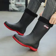 防水防滑の男性用ライディングレインブーツ【軽量・脱着可能なコットンゴム素材】