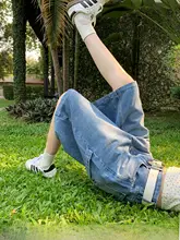 ヴィンテージ風浅ブルー広がりパンツ【夏用・フィット・ハーフパンツ】（セットアップ対応）