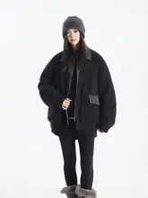 白鸭绒使用のデニムニット風ダウンコート【多様なデザイン・ファッション性】（セットアップ対応）