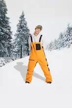 防水耐磨のスノーボード用オーバーオールパンツ【男女兼用・連体型】