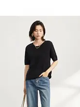 極上の柔らかさ！メリノウール製 ラウンドネック中袖ニットセーター【女性用・秋用】