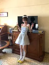 爽やかなグリーンのシフォンミニスカート【Aライン・ハイウエスト・フレアデザイン】