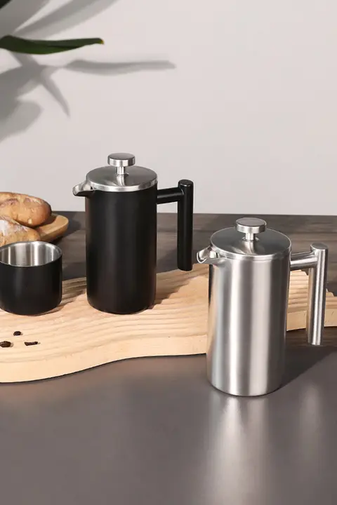 Highwin 304 ステンレスフレンチプレス コーヒーメーカー【ダブルウォール保温・ティーとコーヒー両用セット】