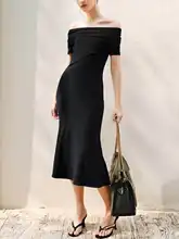 黒のオフショルダーワンピース【フィッシュテール・ボディコン・夏用】