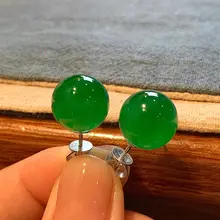 高冰翡翠色のイヤリング【シンプル＆多用途・純銀製・女性用】
