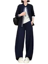 深いネイビーのスタンドカラーの羽織り【ゆったりサイズ・カジュアル・春用】