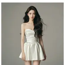 魅力的なビスチェサテンドレス【エレガント・夏用・特別な日向け】