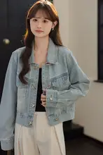 春にぴったりのビンテージ風デニムジャケット【ゆったりフィット・ミニ丈・カジュアル】