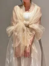 シャンパンカラーのツーウェイ絹スカーフ【ロングタイプ・春夏用】