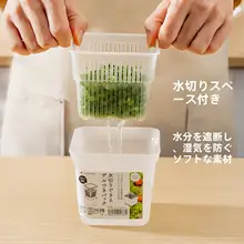 食品用青ネギ保存ボックス【水切り機能付き・冷蔵庫用・収納便利】