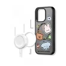スマホケース iPhone Xiaomi 対応 可愛い 動物イラスト ペア マグネット式 クリア ブラック カメラコントロールボタン対応