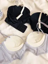 フランス風セクシープリンセス 半カップサテンブラジャー【ワイヤレス・厚手パッド・美胸効果】