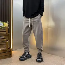メンズ フィットハルンパンツ【秋冬用・ブラック・ルーズスタイル・束脚デザイン】