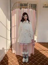 愛情プリントのウエストリボン長袖ワンピース【春用・優しいスタイル】