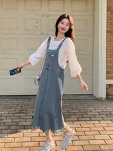 ヴィンテージ風デニムサロペットスカート【春夏用・ゆったり・カジュアル】（セットアップ対応）