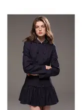 レトロなデザインのダブルボタンフリル付きウールコートドレス【優雅なスタイル・甘美な印象】