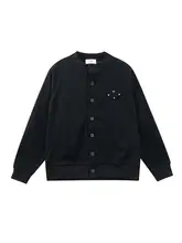 刺繍入りカーディガン【春秋用・アメリカンスタイル・ゆったりフィット・ボタン付き】