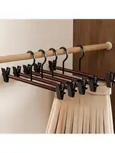 ベイマツ製 鉄製パンツハンガー【クローゼット内吊り下げ用・スカート・パンツ用クリップ付き】