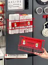 スタイリッシュな冷蔵庫用磁吸収納ラック【穴あけ不要・エナメル仕上げ・保存袋・ラップ用】