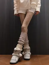 温かみのある雰囲気のドットニットオールインワン【重ね着ス  タイル・シンプルカラーパンツ・感】（セットアップ対応）