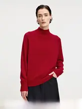 高級ウール使用 キラキラビジュー付きタートルネックニットセーター【冬用・厚手・女性用】