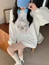 猫プリントの夏用レディースTシャツ【アメリカンレトロ・ラウンドネック・長袖・ゆったりフィット】