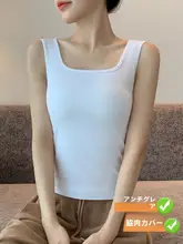 女性用コットンタンクトップ【ブラック・無痕デザイン・美背・フィットタイプ】