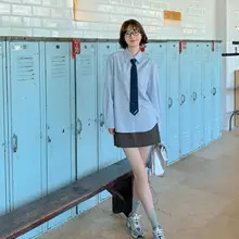 ファルジャーレディースカレッジスタイルストライプネクタイ