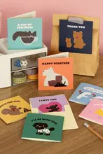 かわいいキャラクターのミニカードと封筒のセット【誕生日やメッセージに最適】（セットアップ対応）