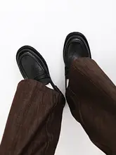 レトロな本革ローファー【シンプルデザイン・厚底・黒・ビジネス用】
