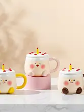 カートゥーンデザインの陶器製マグカップ【ミルクカップ・クリエイティブ・ケーキ用】