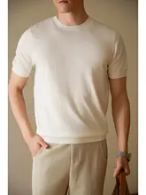 半袖ニットTシャツ メンズ ウール混 ウォッシャブル きれいめ シンプル カジュアル インナー ホワイト 「UADER」