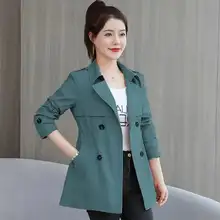 レディース中丈トレンチコート【ウエスト絞り・高級感・春秋用】