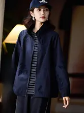 透かし刺繍のコットンカジュアルジャケット【大きめサイズ・ゆったりシルエット】