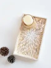 手描き貝殻トレー【長方形・スナック・フルーツ・お菓子用・収納トレイ】