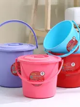 厚手プラスチック製小型バケツ【持ち手付き・フタ付き・多機能・キャンプや洗車に最適】