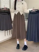 ウエストゴムの中長丈フレアスカート【春用・Aライン・プリーツデザイン】
