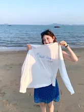 オーバーサイズ 白色 長袖Tシャツ【抜け感のあるデザイン・日焼け防止】