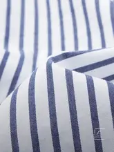 青いストライプの工装シャツ【女性用・カジュアル・フィット】