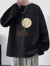 純綿長袖Tシャツ【春秋用・クルーネック・ゆったりフィット・プリントデザイン】