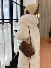 大毛皮襟の中丈ダウンジャケット【女性用・ピンク・保温・ウエスト絞り】