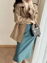 OL通勤向け 高腰Aラインスカート【抗シワ・スリット入り・無地・中丈】