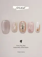 ネイルチップ ハンドメイド ショート キャットアイ ヌードピンク 上品