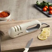 包丁研ぎ器 砥石 多機能 4WAY ハサミ対応 オフホワイト 家庭用 キッチン 「Tlife」