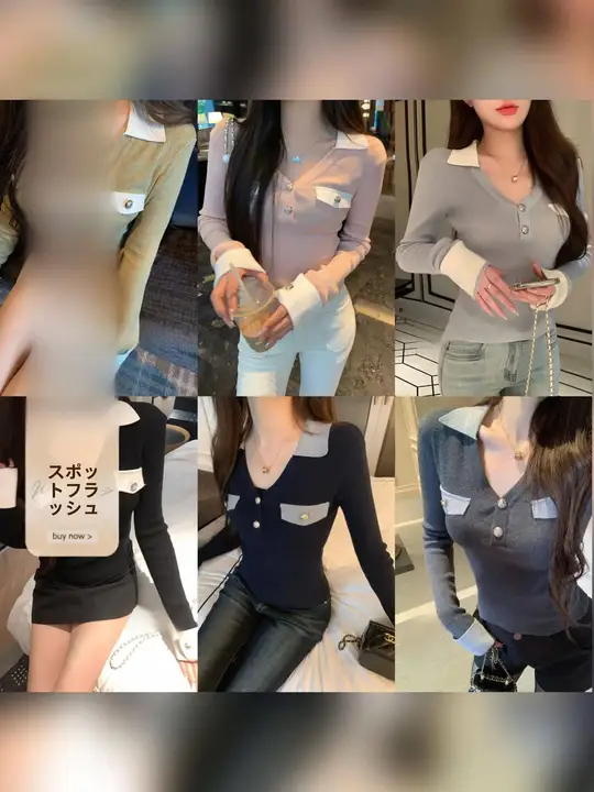 デザイン性のあるニットトップス【秋用・女性用・多色展開】（セットアップ対応）